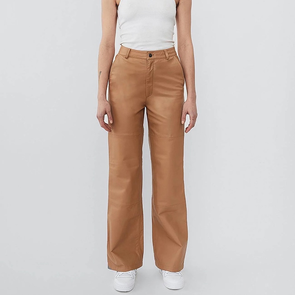 DEADWOOD Flynn Recycled Leather Wide‎ Leg Pants - Tan